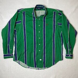Ralph Lauren XXL‎ Green Striped Long Sleeve Button Down Shirt Menswear